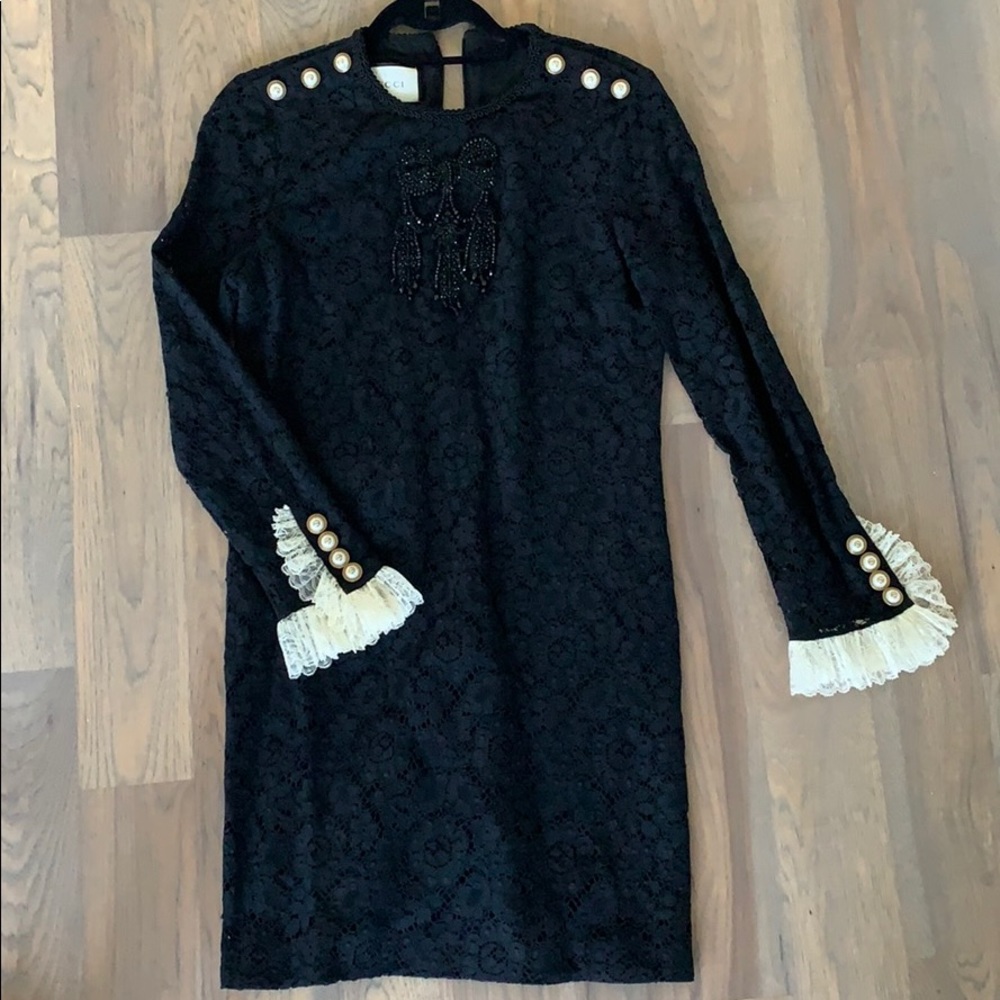 GUCCI Embroidered Cluny Lace Dress